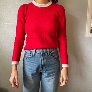 Anthropologie trovata red holiday Christmas wool blend sweater size small